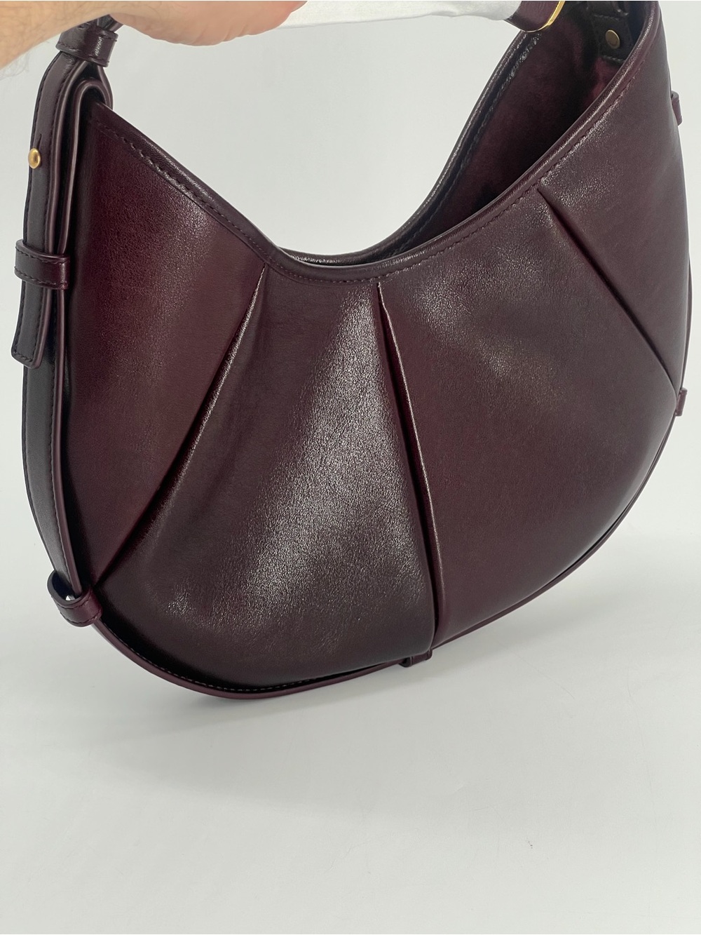 Saint Laurent Small Mombasa Burgundy Leather Top Handle Bag - Picture 9 of 9
